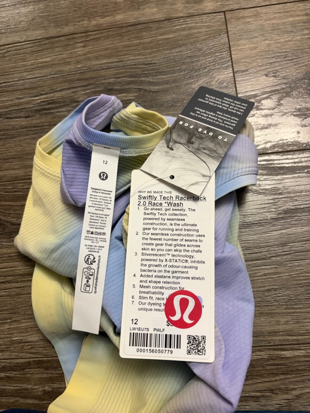 NWT Lululemon Swiftly Tech Racerback Tank 2.0 Waist Psychedelic Wash Lavender 12 - Picture 2 of 6